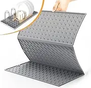 ACEmedia Silicone Drying Mat, 24” x 16”, Dish Drying Mat, Heat Resistant Hot Pot Holder, Non-Slip Silicone Sink Mat, BPA Free, Dish Washer Safe, Gray