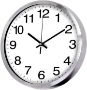 Wall Clock Metal Frame Glass Cover Non-Ticking Number Quartz Wall Clock 12Inch M