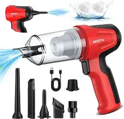 BESITA Car Vacuum Portable Cordless, 4 in 1 Mini Vacuum Cleaner Hight Power, 12000Pa Powerful Suction, Air Duster, Dual Filter,Adjustable Small Vaccum Portable Cordless for Car, Home, Pet, Office