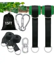Heavy-Duty Tree Swing Straps Kit with Carabiners & Protectors, 15FT Length