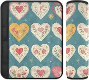 Flower Hearts Valentine's Day 2 Pack car seat Strap Covers, Stop seat Belt Cutting into Neck, car seat Belt Covers for Airplane Sedan Airplane