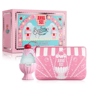 ANNA SUI 安娜蘇 果漾聖代女性淡香水粉紅禮盒-粉紅柚惑淡香水50ml+化妝包