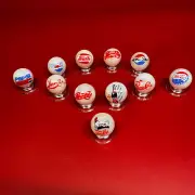 11 PEPSI COLA LOGO ON WHITE PEARL MARBLES SPANNING A CENTURY WITH BASES