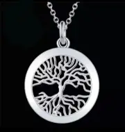 925 Sterling Silver FLAT Tree of Life Pendant Necklace - FREE SHIPPING