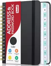 Small Address Book with Alphabetical Tabs, Phone Book Password Keeper with Spira