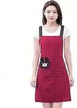 Kitchen Cooking Apron, Chef Apron Cute Apron for Women，Cotton and Linen Apron Kitchen BBQ Artist Painting Apron 1 Pack (Jujube red)