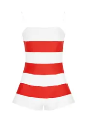 Jacquemus La Combi Bimini Striped Knitted Playsuit - Red 38 (UK10 / S)
