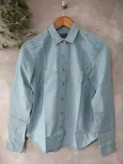 UNTUCKIT Womens Alleanza Button Up Blouse Size 2 Chambray Blue Long Sleeve NWT