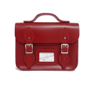 【The Leather Satchel Co.】8.5吋 英國手工牛皮劍橋包 手提包 肩背包 側肩包 多功能兩用包(心機紅)