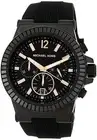 NEW MICHAEL KORS DYLAN,BLACK TONE, SILICONE BAND,CRYSTAL,CHRONO WATCH-MK8427