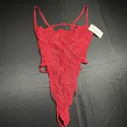 NWT Oh La La Cheri open cup g string teddy w lace & strap details - Large