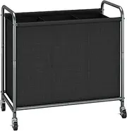 STORAGE MANIAC Laundry Hamper, 165L Laundry Basket with Lockable Wheels, Rolling Laundry Sorter Cart, Laundry Separator Hamper, Dirty Clothes Laundry Divider Hamper, 3 Section Black
