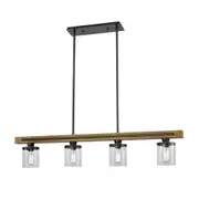 METI Pendant Lamp Light Interior ESx4 Warm Chestnut Wood Bar with Clear Glass L1280mm