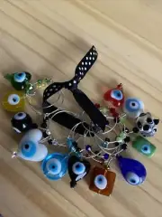 12 EVIL EYE MIXED SHAPE Wine Glass Charm Rings- Party Supplies Wine Rings
