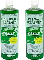 Robelle 1-Quart 2-Pack Concentrated 4-in-1 Water Treatment, Pool Clarifier, Made in USA