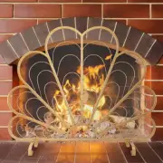 Peacock Feather Shaped Brass-Tone Metal Fireplace Screen