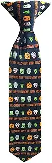 [Jacob Alexander] Boys' Happy Halloween Monsters Frankenstein Mummy Witches Jack-O-'Lantern 11 inch Clip-On Neck Tie
