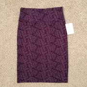 LuLaRoe Cassie Skirt Small Knee Length Unlined Pull On Purple Geometric New