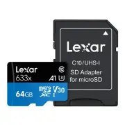 Lexar 64GB High Performance 633x UHS-I microSDXC Memory Card with SD Adapter