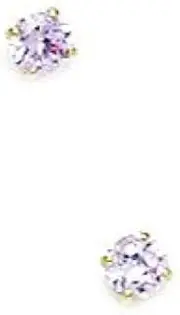 [JewelryWeb] 14k Yellow Gold June Lt Purple 3mm Round CZ Simulated Diamond Screw Back Earrings Stud Earring for Women