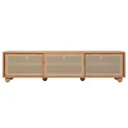 Thea 200cm Solid Oak Rattan Entertainment Unit - Natural