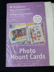 Strathmore Photo Mount Cards Envelopes 50 White w/Embossed Frame #105-230 NEW