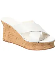 Ferragamo Leather Wedge Sandal 7.5 C White