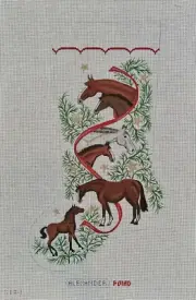Bonnie Alexander Hand Painted Needlepoint Canvas Stocking Mares & Foals 19”