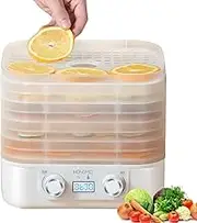 Food Dryer Machine, Food Dehydrator Machine with 15-70℃ Temperature Control & 48H Timer, 5 Tray Food Dehydrator, 360° Hot Air Drying, for Fruits Meat and Vegetables White