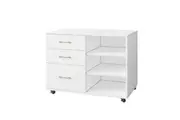 3 Drawer File Cabinet Office Filing Storage Furniture White Modern Rolling Wood Lateral Home Document Organiser Open Shelves for Letter A4 Legal Size