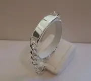 925 STERLING SILVER CUBAN LINK ID GENTLEMAN'S BRACELET/ 9'' LONG /MADE IN ITALY