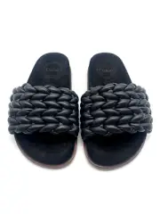 AUTH Chloé Kacey Braided Leather Slide Sandal Size 7 US