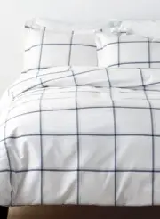 Company Store Window Pane Plaid 200TC Yarn Dyed Percale Queen Duvet Cover & Sham