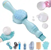 Colorful Smoke Bubble Machine & Elastic Magic Wand, Infinite Smoke Bubble Magic Wand, Bubble Machine, for Party,Wedding, Festival,Birthday, Colorful Lights, Fun Indoor Outdoor Accessories (Blue)