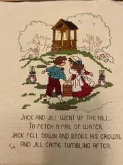 Jack & Jill Went Up the Hill Counted Cross Stitch COMPLETED ready to Frame