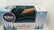 TOTES TOASTIES Mens 8-9 Black Red Memory Foam Slippers NEW IN BOX