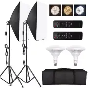 Studio Softbox Photography Lighting Kit 3000K-6000K 150W LED Bulbs & Remote O2Q9