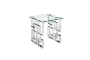 Royale Silver Side Table - White Marble