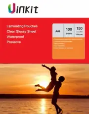 A4 Hot Laminating Pouches Clean and Clear Film 150 Micron 75x2 - 100 Sheets Uink