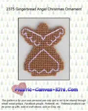 Gingerbread Angel Christmas Ornament- Plastic Canvas Pattern or Kit