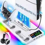 FAST CHARGE PS5 SLIM STATION CONTROLLER HEADPHONE HOOK 3 LEVELS COOLING FAN