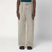 [Loewe] Pleated sand-coloured denim pants 46 IT Orange