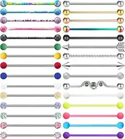 [EVELICAL] 30Pcs 14G Stainless Steel Industrial Barbell Earrings for Women Men Cartilage Helix Body Piercing Jewelry 38mm 1&1/2 Inch Piercing Bar