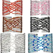 Boao 6 Pieces Beads Hair Combs Magic Elastic Hair Clips Stretchy Hair Comb Double Clips for Women Girls Hair Accessory (9 x 7 cm, Color Set 1)