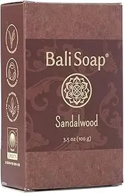 Bali Soap - Sandalwood Natural Soap - Bar Soap for Men & Women - Bath, Body and Face Soap - Vegan, Handmade, Exfoliating Soap - 3 Pack, 100g each