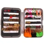 126xFly Fishing Lure Tackle Box Kit Wet Dry Nymph Streamer Bait Fake Flies Trout