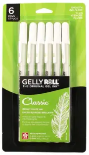 Sakura Gelly Roll Medium Point Pens 6/Pkg-White 57488