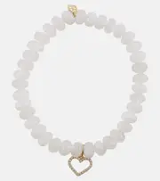 [Sydney Evan] Sydney Evan 14kt gold and moonstone bracelet with diamonds One Size white