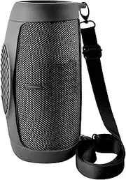 Silicone Cover Case for JBL Charge 5 Portable Bluetooth Speaker, with Shoulder Strap & Carabiner for Outdoor Travelers/Music Lovers to Beach/Cycling/Hiking/Camping - Protective Pouch Only - Black