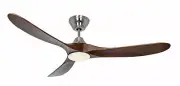 Energy saving Ceiling Fan With LED Light Eco Genuine Chrome/Walnut 152 CM